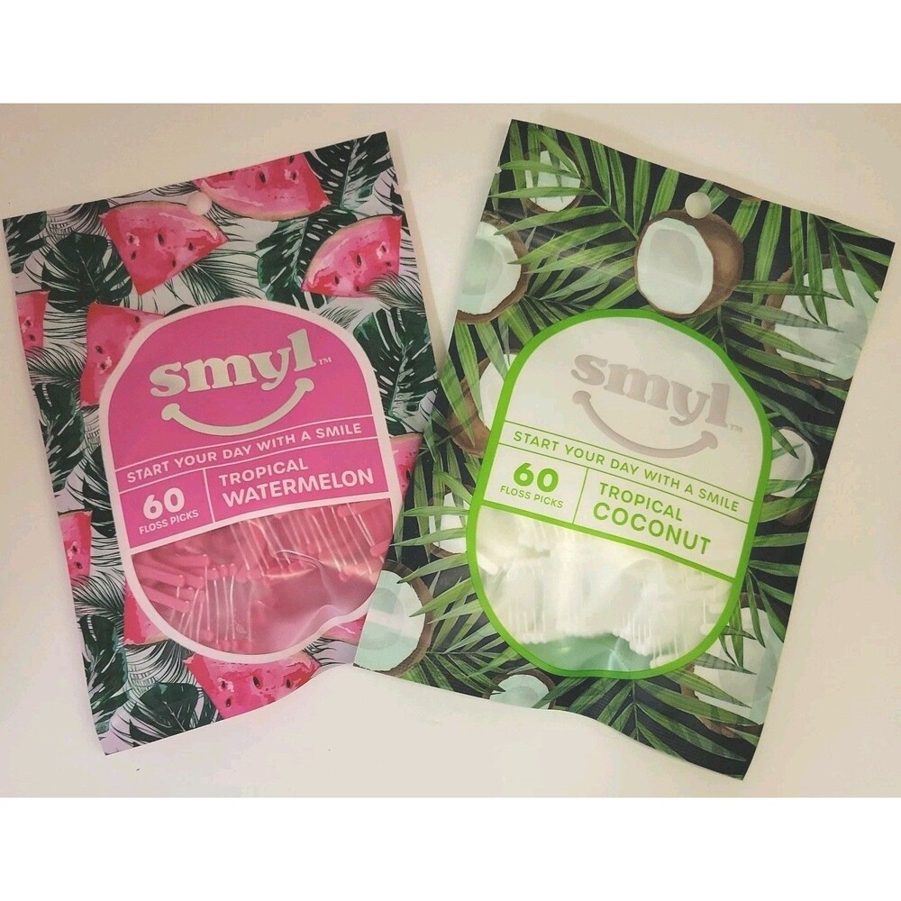 NEW!!! Smyl Tropical Watermelon & Tropical Coconut 120 Dental Floss Picks :)